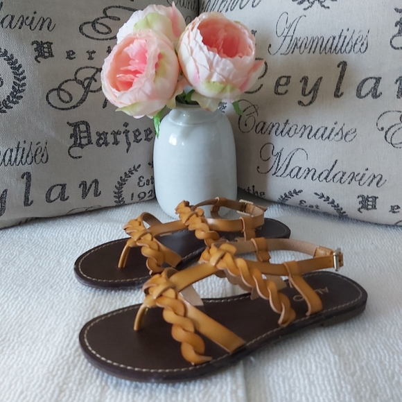 ALDO sandals leather brown mustard strappy - Picture 5 of 10